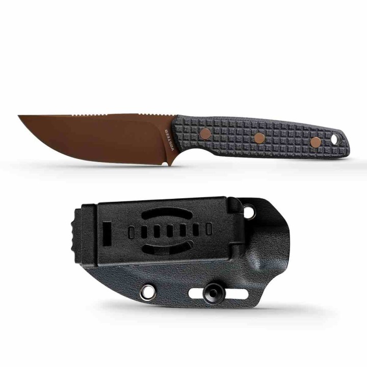 Couteau Vosteed Mink Black Lame Acier 14C28N Copper Dune Manche Micarta Etui Kydex VOSD0106 - Livraison Gratuite