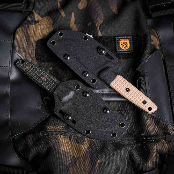 Couteau Vosteed Mink Black Lame Acier 14C28N Copper Dune Manche Micarta Etui Kydex VOSD0106 - Livraison Gratuite