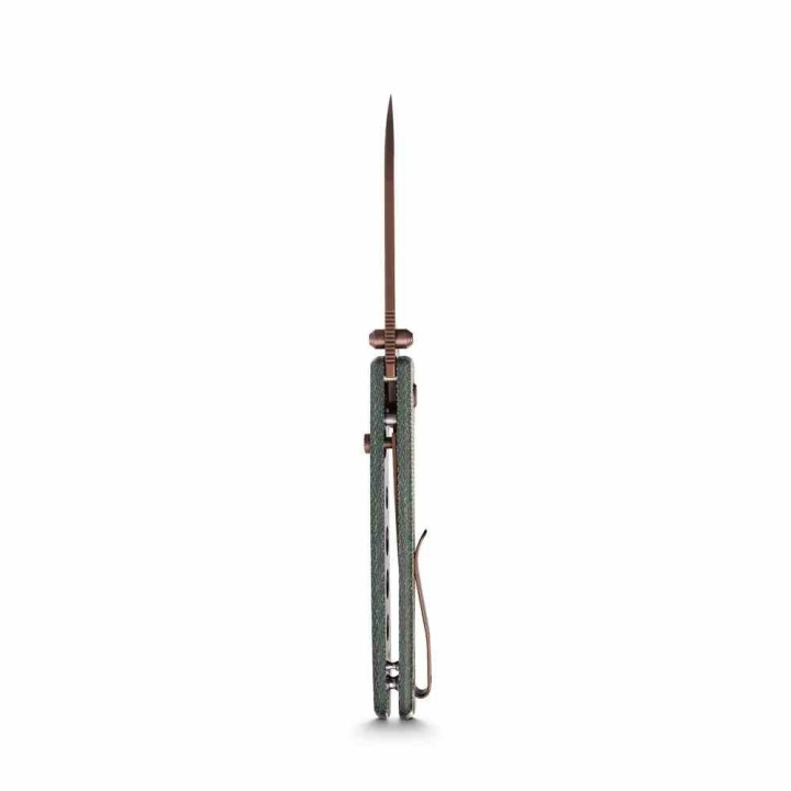 Couteau Vosteed Raccoon Top Liner Lock Green Lame Acier 14C28N Copper Dune Manche Micarta KIVT VOSA2907 - Livraison Gratuite