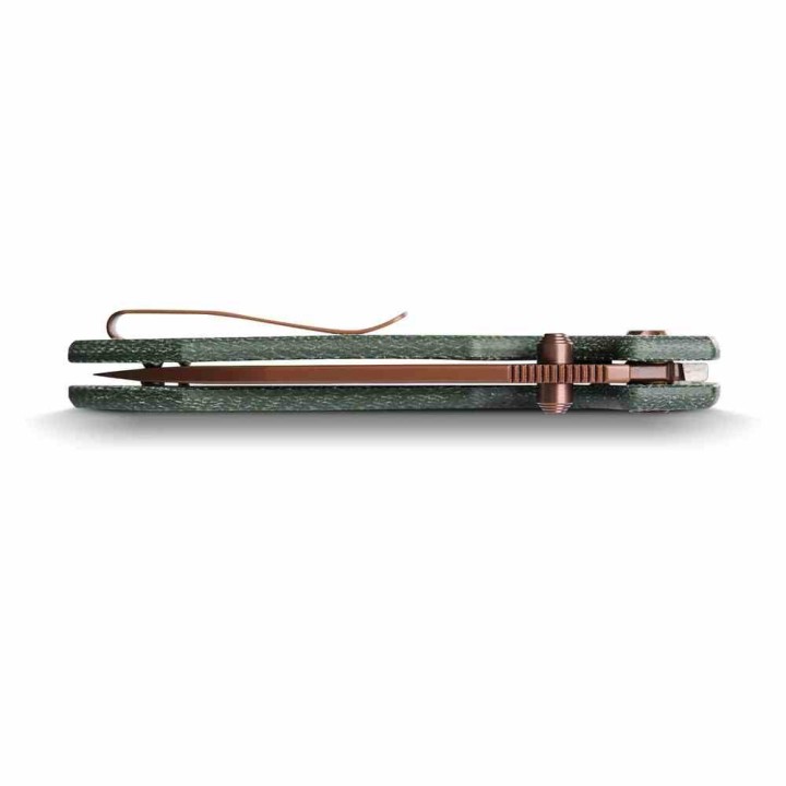 Couteau Vosteed Raccoon Top Liner Lock Green Lame Acier 14C28N Copper Dune Manche Micarta KIVT VOSA2907 - Livraison Gratuite