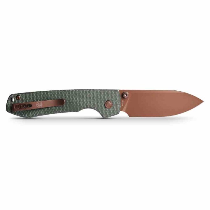 Couteau Vosteed Raccoon Top Liner Lock Green Lame Acier 14C28N Copper Dune Manche Micarta KIVT VOSA2907 - Livraison Gratuite