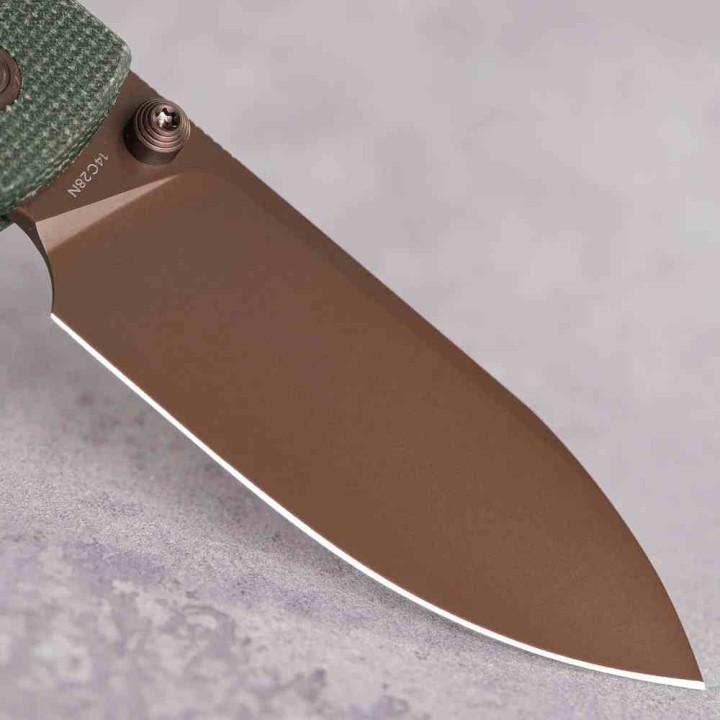 Couteau Vosteed Raccoon Top Liner Lock Green Lame Acier 14C28N Copper Dune Manche Micarta KIVT VOSA2907 - Livraison Gratuite