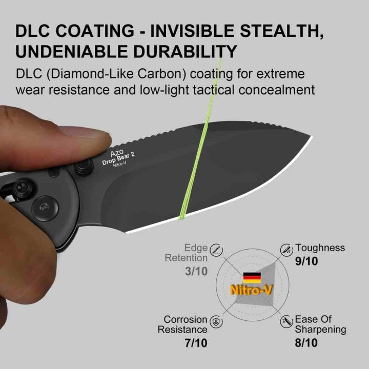 Couteau Kizer Drop Bear 2 Black Clutch Lock Lame Acier Nitro-V Manche Alu Clip Clutch Lock KIV36192KD2 - Livraison Gratuite