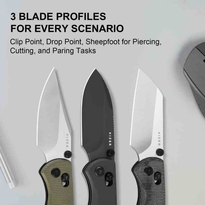 Couteau Kizer Drop Bear 2 Black Clutch Lock Lame Acier Nitro-V Manche Alu Clip Clutch Lock KIV36192KD2 - Livraison Gratuite