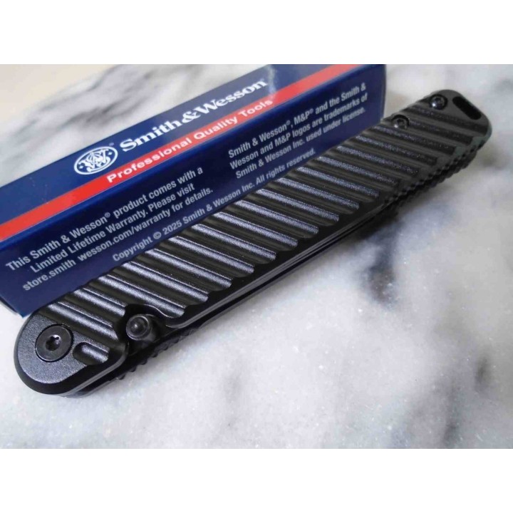 Couteau Smith&Wesson Executive Lame Dague Acier 7Cr13 Noire Manche Alu Linerlock Clip SW1227056 - Livraison Gratuite