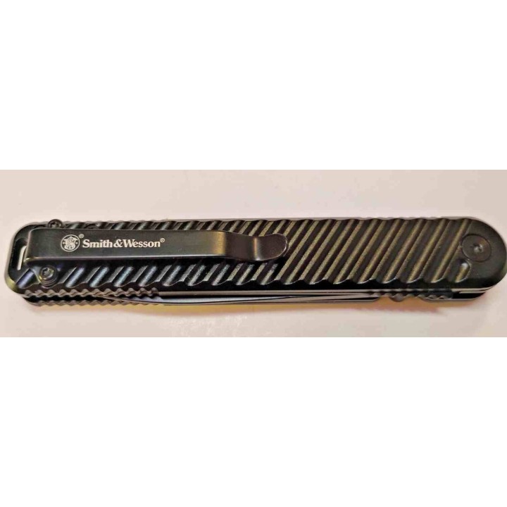 Couteau Smith&Wesson Executive Lame Dague Acier 7Cr13 Noire Manche Alu Linerlock Clip SW1227056 - Livraison Gratuite