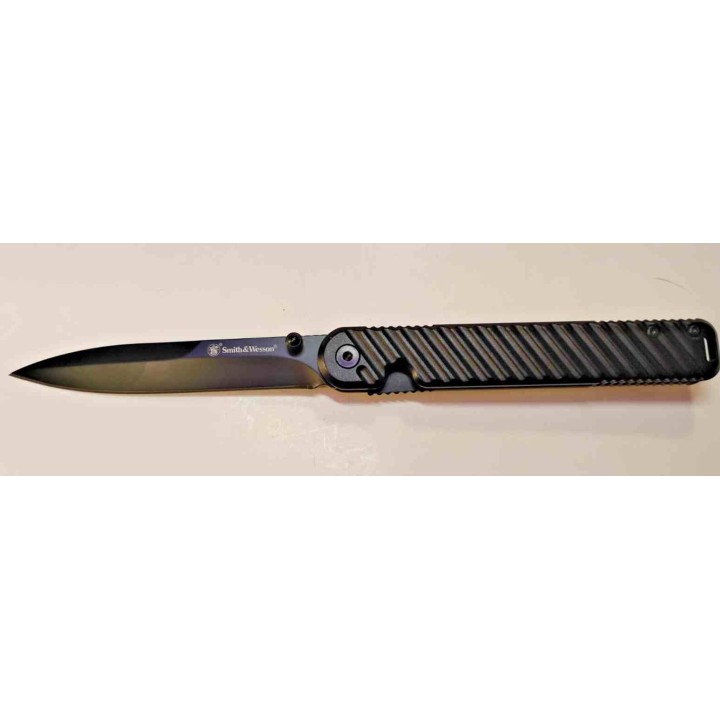 Couteau Smith&Wesson Executive Lame Dague Acier 7Cr13 Noire Manche Alu Linerlock Clip SW1227056 - Livraison Gratuite