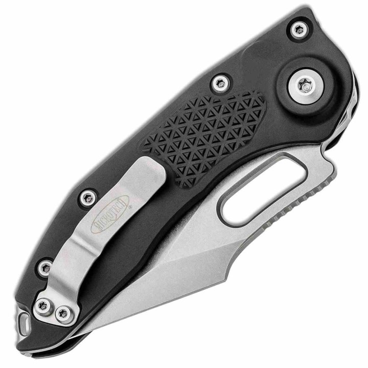 Couteau Automatique Microtech Stitch 169-10 Lame Wharncliffe M390 Manche Alu Noir Fabriqué aux USA MCT16910 - Livraison Gratuite