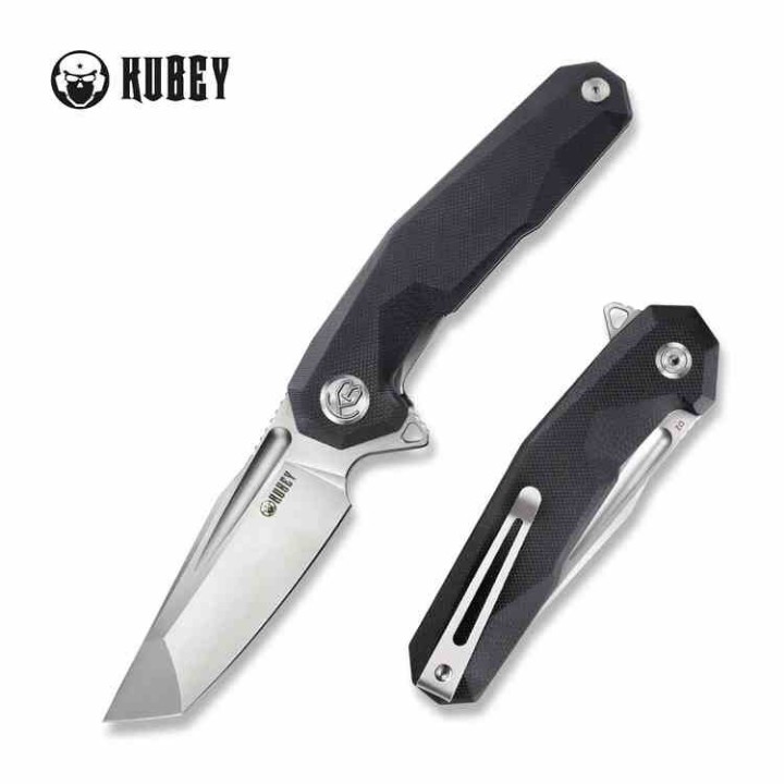Couteau Kubey Carve Nest Black Lame Tanto D2 Manche G10 Roulement Céramique Linerlock Clip KUB237A - Livraison Gratuite
