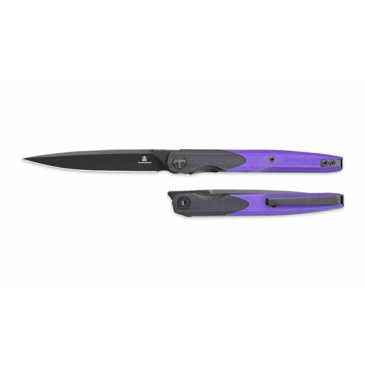 Couteau BESTECHMAN Lanza Black&Purple Lame Acier 14C28N Manche G10 Liner Lock Clip BTKMK14E - Livraison Gratuite