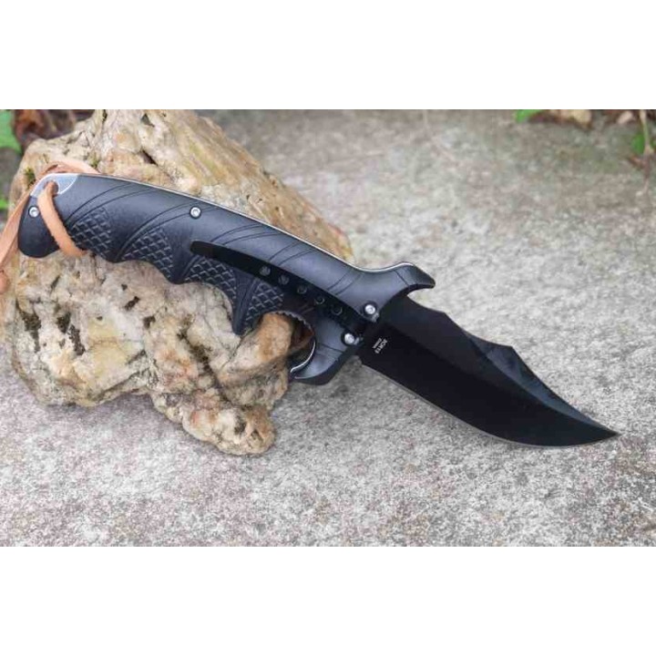 Lot de 3 Couteau De Trappeur Semi Automatique Lame Acier 420 Noire Manche Motif Loups Linerlock CN300607WM - Livraison Gratuite