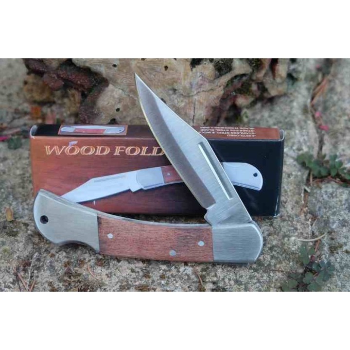 Lot de 3 Couteau Pliant Rite Edge Lockback Style Buck Lame Clip Point 3Cr13 Manche Bois Marron CN211164 - Livraison Gratuite
