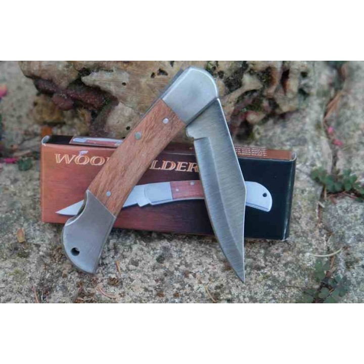 Lot de 3 Couteau Pliant Rite Edge Lockback Style Buck Lame Clip Point 3Cr13 Manche Bois Marron CN211164 - Livraison Gratuite