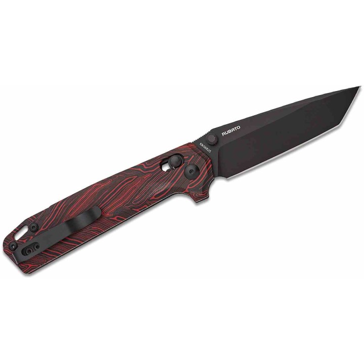 Couteau Oknife Rubato Rail Lock Lame Tanto Acier 154CM Manche Black/Red Damascus G10 OKNRUBATOBKRD - Livraison Gratuite