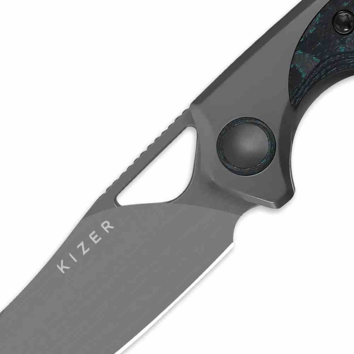 Couteau Kizer Ara Lame Acier S45VN Stonewash Manche Titane & Camo Carbone Liner Lock KI3729A2 - Livraison Gratuite
