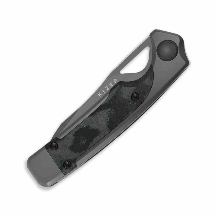 Couteau Kizer Ara Lame Acier S45VN Stonewash Manche Titane & Camo Carbone Liner Lock KI3729A2 - Livraison Gratuite