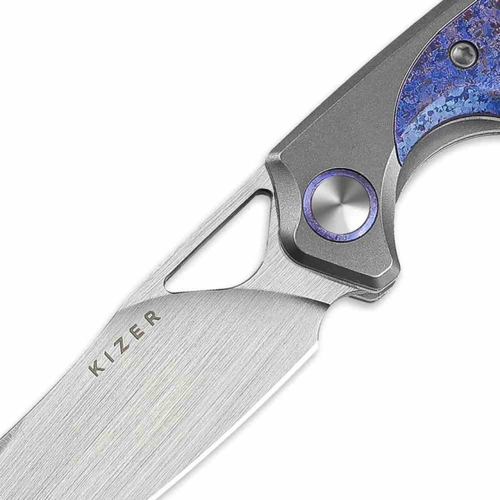 Couteau Kizer Ara Lame Drop Point Acier S45VN Manche Titane & Purple Snowflake Titane Liner Lock Ki3729A3 - Livraison Gratuite