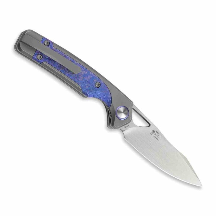 Couteau Kizer Ara Lame Drop Point Acier S45VN Manche Titane & Purple Snowflake Titane Liner Lock Ki3729A3 - Livraison Gratuite