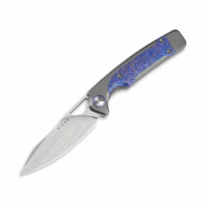 Couteau Kizer Ara Lame Drop Point Acier S45VN Manche Titane & Purple Snowflake Titane Liner Lock Ki3729A3 - Livraison Gratuite