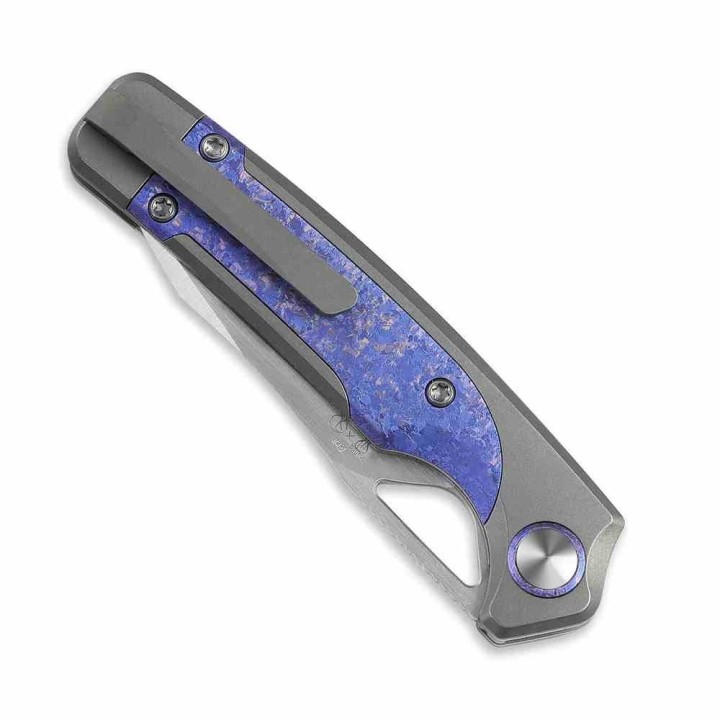 Couteau Kizer Ara Lame Drop Point Acier S45VN Manche Titane & Purple Snowflake Titane Liner Lock Ki3729A3 - Livraison Gratuite