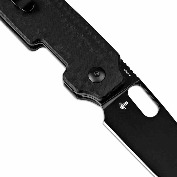 Couteau Kizer Varatas Lame Drop Point Acier Nitro-V Black Manche G10 Noir Liner Lock KIV3637A1 - Livraison Gratuite