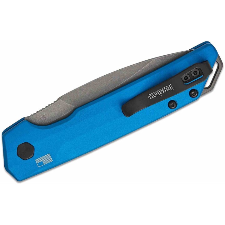 Couteau Automatique Kershaw Launch Iridium Lame Acier CPM-MagnaCut Manche Alu Bleu Made USA KS7038BLU - Livraison Gratuite