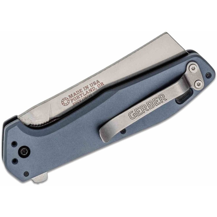 Couteau Gerber Fastball Lame Cleaver Acier CPM-20CV Manche Alu Urban Blue USA G1837 - Livraison Gratuite