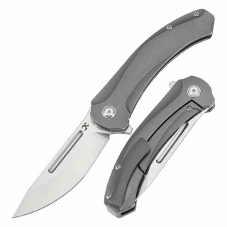 Couteau Kansept Hira Lame Tanto Acier CPM S35VN Satin Manche Titane Gris Frame Lock KIVT K1090A3 - Livraison Gratuite