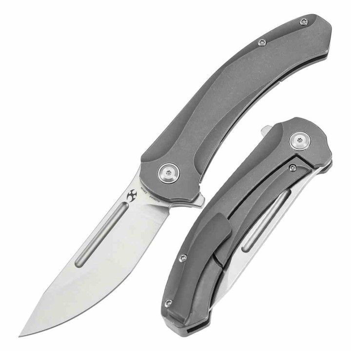 Couteau Kansept Hira Lame Tanto Acier CPM S35VN Satin Manche Titane Gris Frame Lock KIVT K1090A3 - Livraison Gratuite