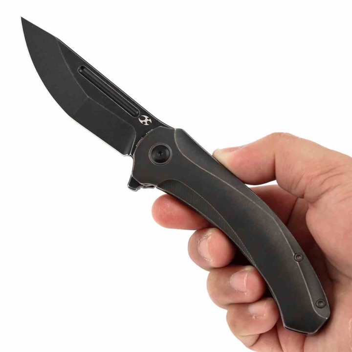 Couteau Kansept Hira Lame Tanto Acier CPM S35VN Blackwash Manche Titane Blackwash Frame Lock K1090A1 - Livraison Gratuite