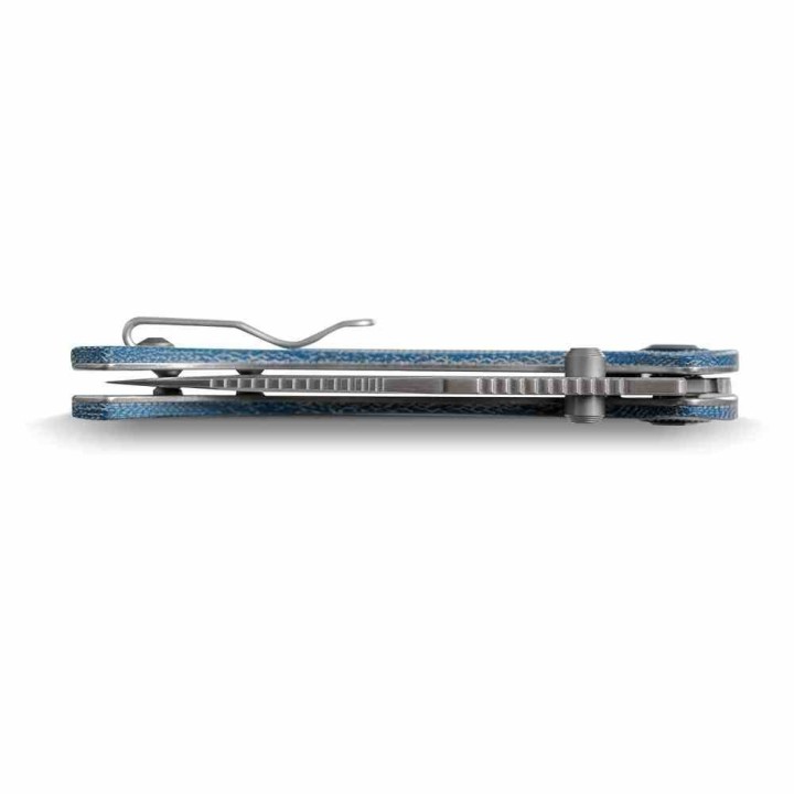 Couteau Vosteed Naga Blue Lame Clip Point Acier S35VN Manche Micarta Top Liner Lock VOSA3901 - Livraison Gratuite