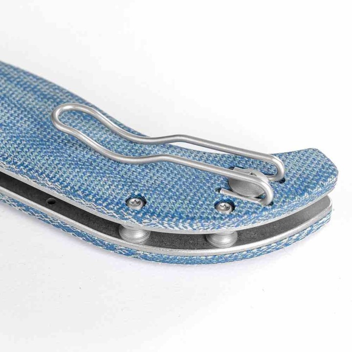 Couteau Vosteed Naga Blue Lame Clip Point Acier S35VN Manche Micarta Top Liner Lock VOSA3901 - Livraison Gratuite