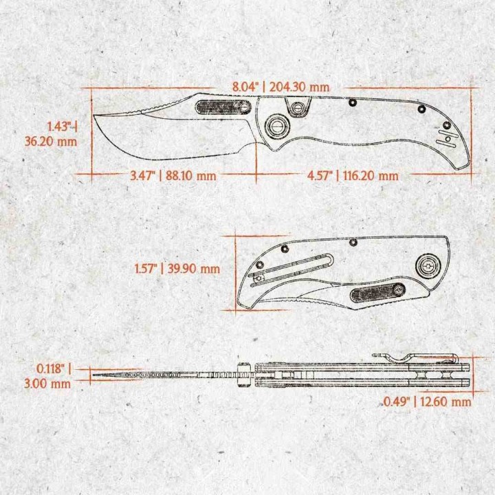 Couteau Vosteed Naga Blue Lame Clip Point Acier S35VN Manche Micarta Top Liner Lock VOSA3901 - Livraison Gratuite