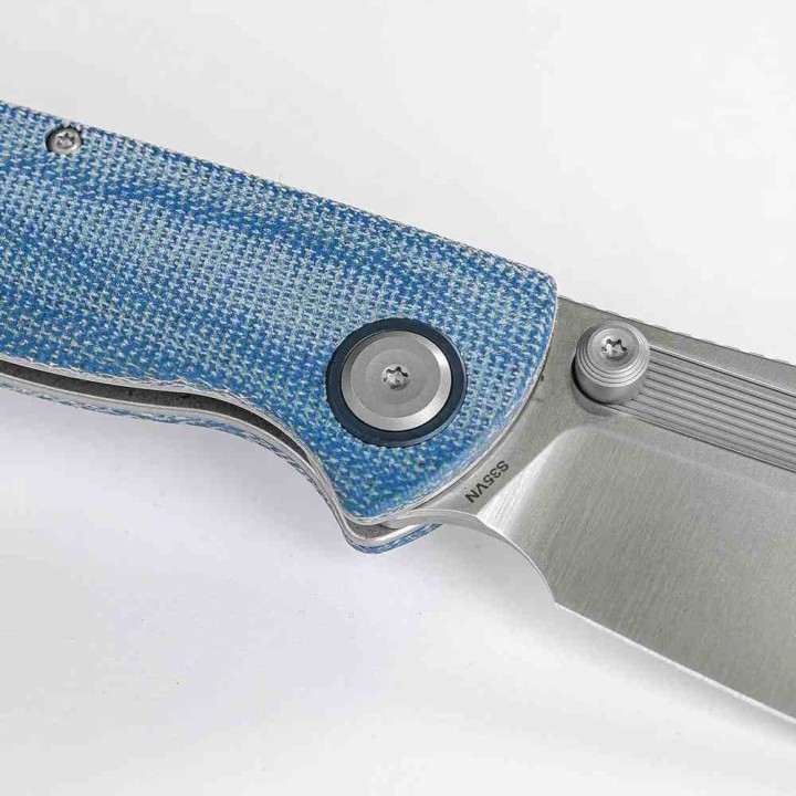 Couteau Vosteed Naga Blue Lame Clip Point Acier S35VN Manche Micarta Top Liner Lock VOSA3901 - Livraison Gratuite