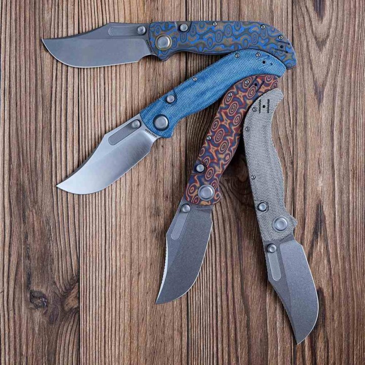 Couteau Vosteed Naga Blue Lame Clip Point Acier S35VN Manche Micarta Top Liner Lock VOSA3901 - Livraison Gratuite