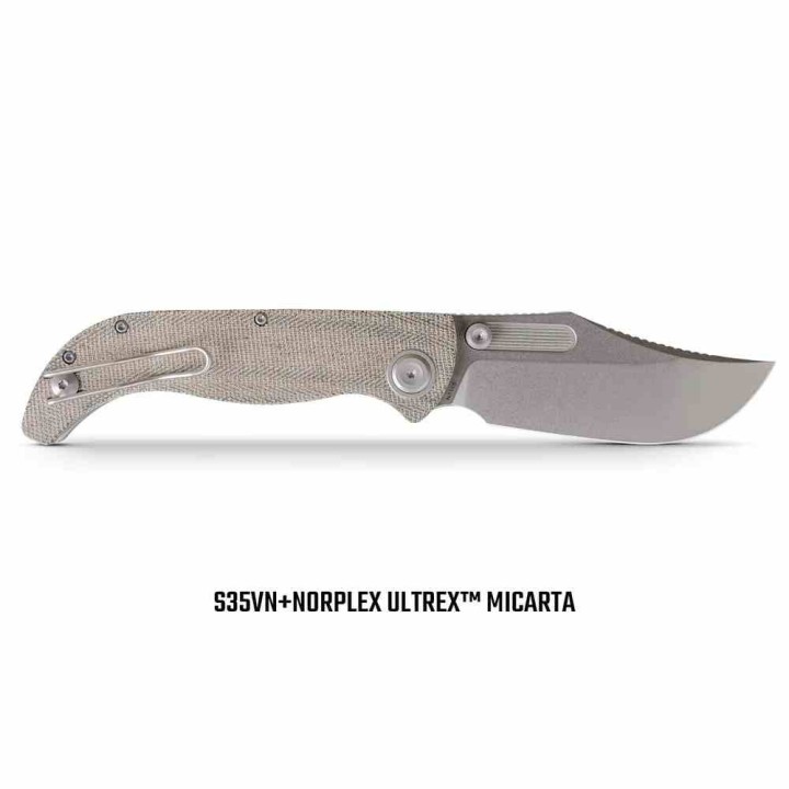 Couteau Vosteed Naga Green Lame Clip Point Acier S35VN Manche Micarta Top Liner Lock VOSA3902 - Livraison Gratuite