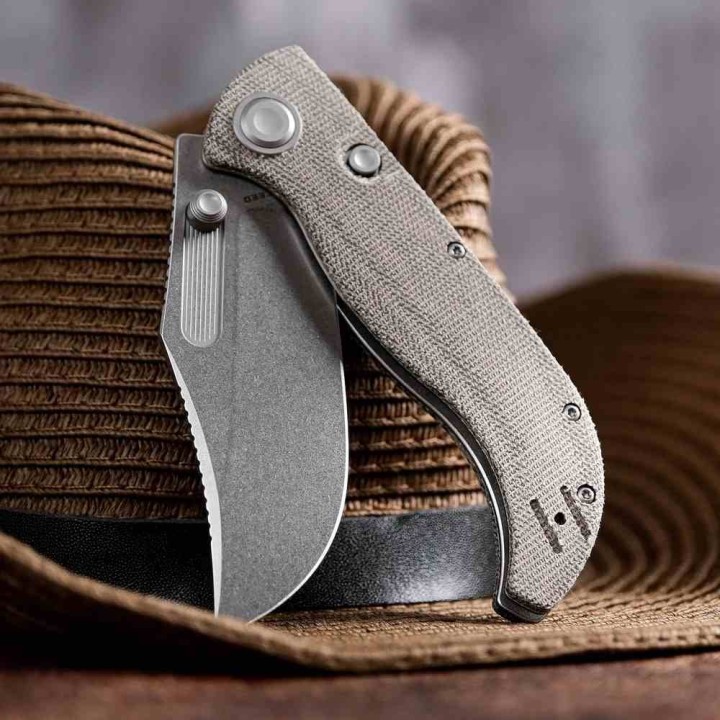 Couteau Vosteed Naga Green Lame Clip Point Acier S35VN Manche Micarta Top Liner Lock VOSA3902 - Livraison Gratuite