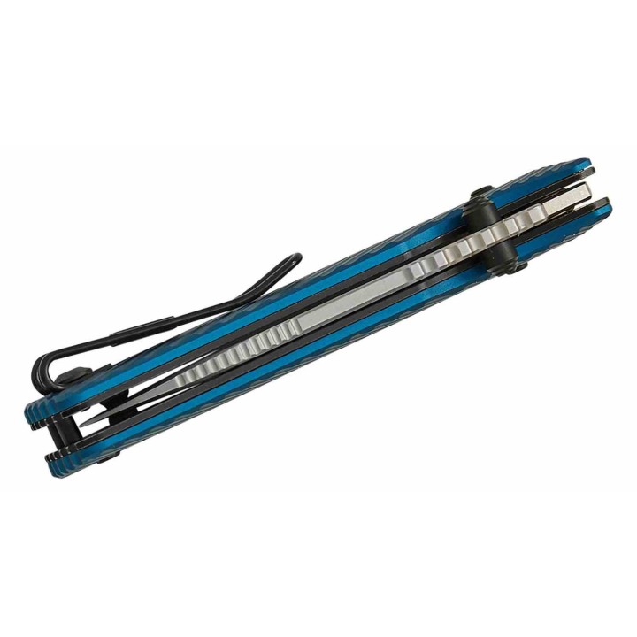 Couteau Vosteed Vombat Crossbar Lock Lame Zulu Acier M390 Stonewash Manche Aluminium Bleu VOSA4103 - Livraison Gratuite