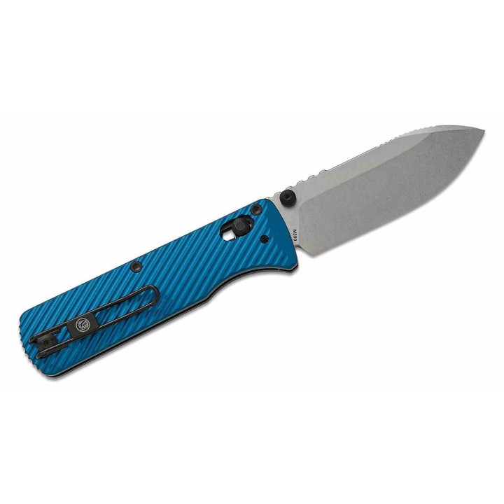 Couteau Vosteed Vombat Crossbar Lock Lame Zulu Acier M390 Stonewash Manche Aluminium Bleu VOSA4103 - Livraison Gratuite