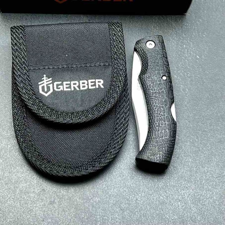 Couteau Gerber GatorMate Lame Clip Point Acier 440 Manche Kraton Etui Nylon USA Lockback G6151G - Livraison Gratuite