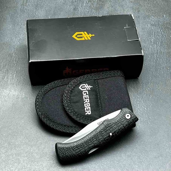 Couteau Gerber GatorMate Lame Clip Point Acier 440 Manche Kraton Etui Nylon USA Lockback G6151G - Livraison Gratuite