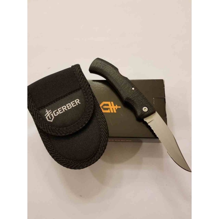Couteau Gerber GatorMate Lame Clip Point Acier 440 Manche Kraton Etui Nylon USA Lockback G6151G - Livraison Gratuite