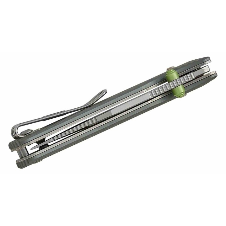 Couteau Vosteed Vombat Crossbar Lock Lame Bowie Acier M390 Satin Manche Aluminium Gray VOSA4101 - Livraison Gratuite