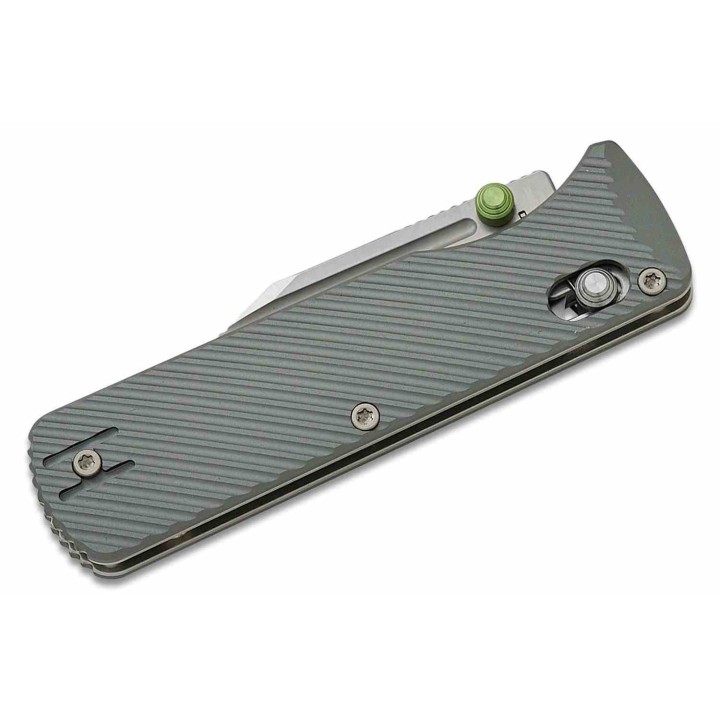 Couteau Vosteed Vombat Crossbar Lock Lame Bowie Acier M390 Satin Manche Aluminium Gray VOSA4101 - Livraison Gratuite