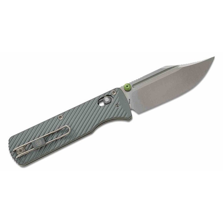 Couteau Vosteed Vombat Crossbar Lock Lame Bowie Acier M390 Satin Manche Aluminium Gray VOSA4101 - Livraison Gratuite