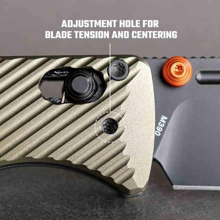 Couteau Vosteed Vombat Crossbar Lock Lame Bowie Acier M390 Satin Manche Aluminium Olive VOSA4102 - Livraison Gratuite
