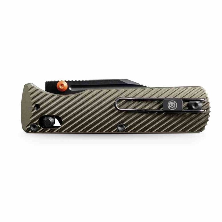 Couteau Vosteed Vombat Crossbar Lock Lame Bowie Acier M390 Satin Manche Aluminium Olive VOSA4102 - Livraison Gratuite