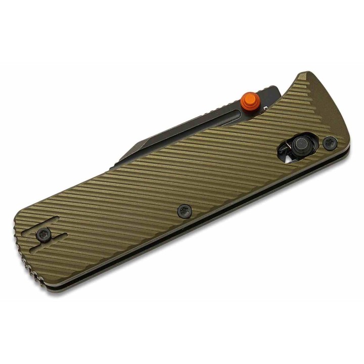 Couteau Vosteed Vombat Crossbar Lock Lame Bowie Acier M390 Satin Manche Aluminium Olive VOSA4102 - Livraison Gratuite