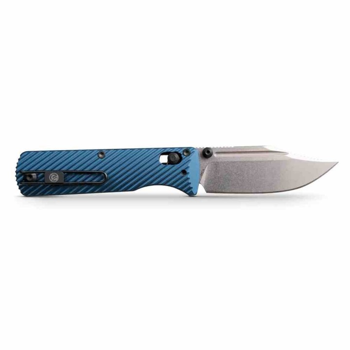 Couteau Vosteed Vombat Crossbar Lock Lame Bowie Acier M390 SW Manche Aluminium Blue VOSA4108 - Livraison Gratuite