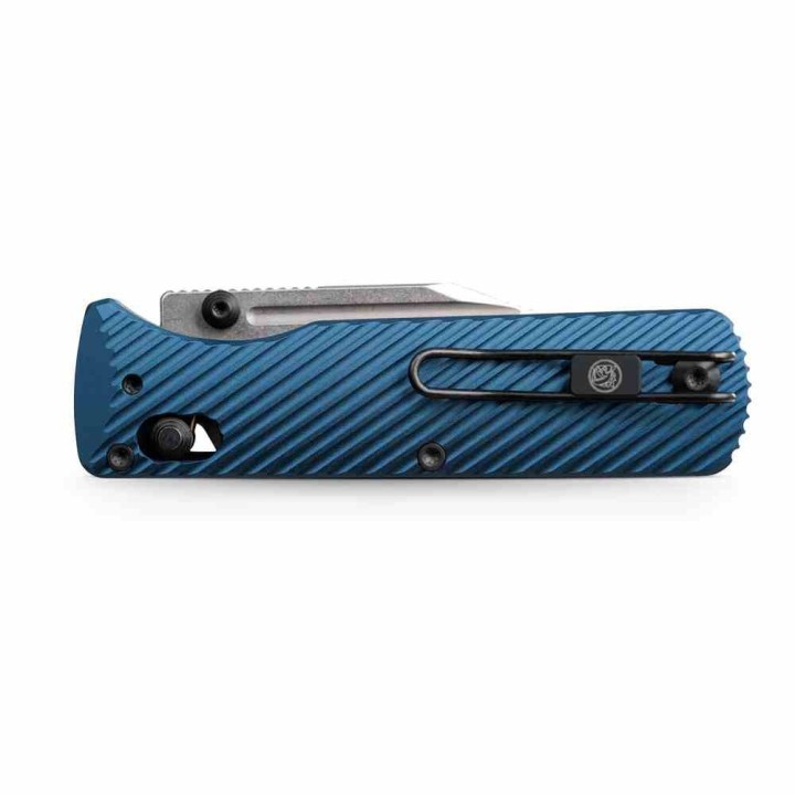 Couteau Vosteed Vombat Crossbar Lock Lame Bowie Acier M390 SW Manche Aluminium Blue VOSA4108 - Livraison Gratuite
